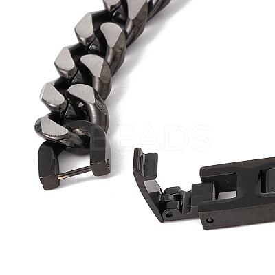 Ion Plating(IP) 304 Stainless Steel Curb Chains Bracelet for Men Women BJEW-B063-01B-1