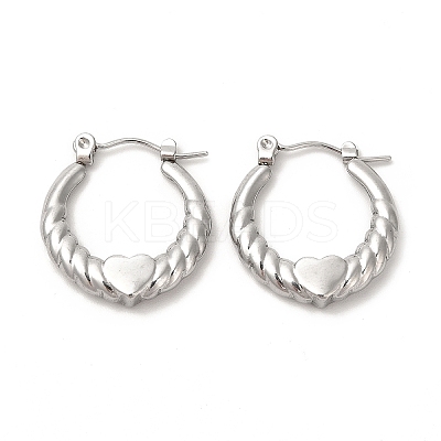 Non-Tarnish 304 Stainless Steel Heart Hoop Earrings for Women EJEW-L237-05P-1