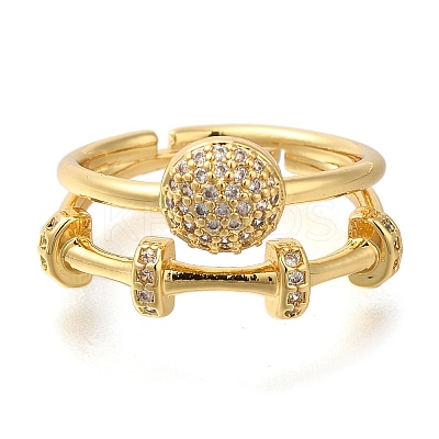 Adjustable Rack Plating Brass Micro Pave Cubic Zirconia Rings for Women LS-RJEW-S244-01G-A-1