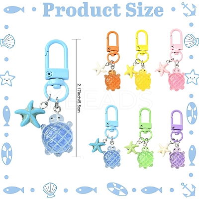 6Pcs Tortoise Luminous Resin Pendant Decorations HJEW-YW00192-1