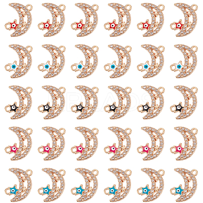 30Pcs 5 Colors Moon Alloy Enamel Connector Charms ENAM-SC0004-23-1