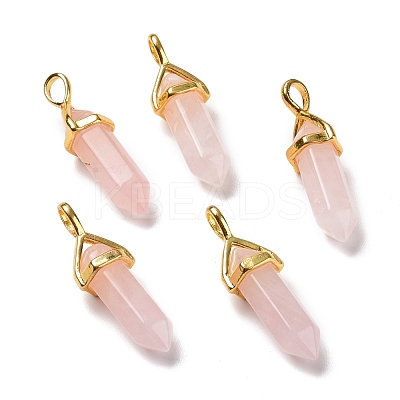 Natural Rose Quartz Pointed Pendants G-K329-52G-1