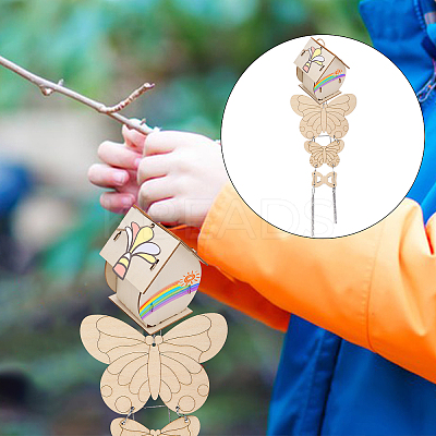 20 Sets 10 Style DIY Unfinished Wood Wind Chime & Bird House Making Kits DIY-BC0012-21-1