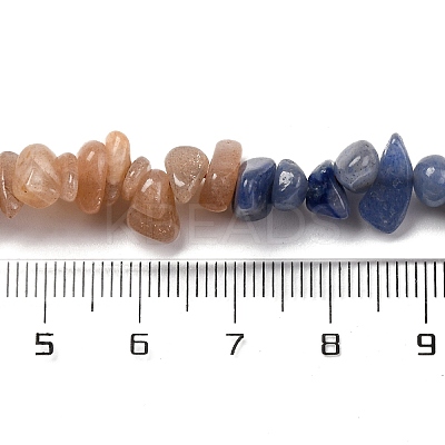 Natural Orange Moonstone & Green Aventurine & Blue Aventurine Beads Strands G-L610-A09-01-1