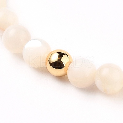 Natural White Shell Mother of Pearl Shell Stretch Beaded Bracelets BJEW-JB05730-02-1