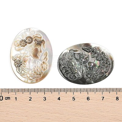 Natural Black Lip Shell Cabochons SSHEL-I026-04B-05-1