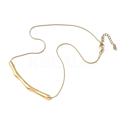 Ion Plating(IP) 304 Stainless Steel Round Snake Chain Textured Bar Pendant Necklaces for Women NJEW-K276-15G-1-1