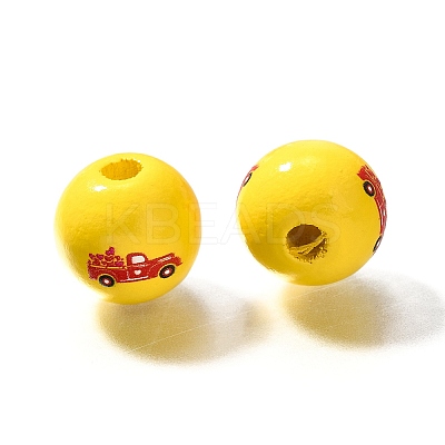 Valentine's Day Element Printed Wood Beads WOOD-R002-01-25-1