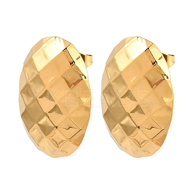 304 Stainless Steel Oval with Rhombus Stud Earrings EJEW-I320-21G-01-1