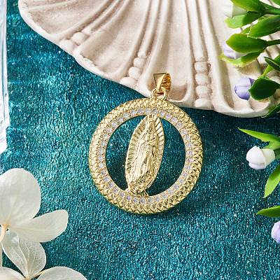 1Pc Brass Micro Pave Cubic Zirconia Pendants KK-TA0002-80A-G-1