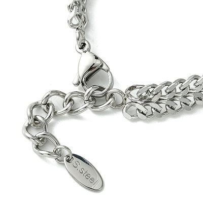 Cubic Zirconia Oval Link Bracelet with 304 Stainless Steel Chains BJEW-Q775-02P-1