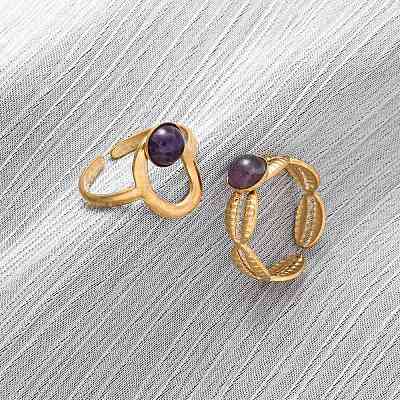 304 Stainless Steel Adjustable Open Cuff Rings RJEW-A071-02B-G-1