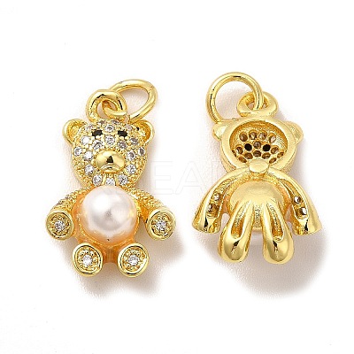 Rack Plating Brass & Cubic Zirconia Pendants KK-G459-07G-1