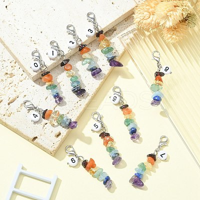 Chakra Natural Gemstone Chips Pendant Decoration HJEW-JM01081-1