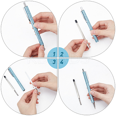 5Pcs 3 Styles Gold Powder Press Ballpoint Pen AJEW-GF0003-77A-1