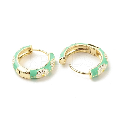 Daisy Flower Enamel Hoop Earrings EJEW-G290-01G-C-1