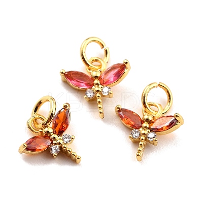 Brass Micro Pave Cubic Zirconia Charms KK-A156-07G-RS-1