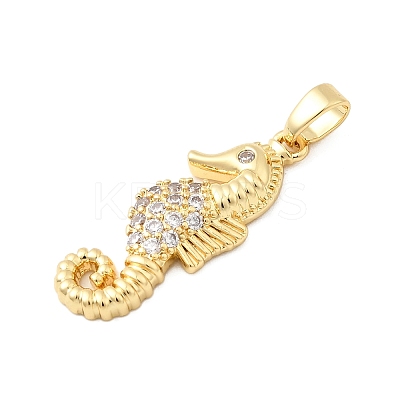Brass Micro Pave Clear Cubic Zirconia Pendants KK-G542-02G-01-1