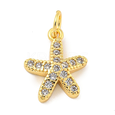 Rack Plating Brass Micro Pave Clear Cubic Zirconia Pendants KK-B093-02H-G-1