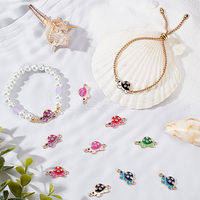 48pcs 6 Colors Alloy Enamel Connector Charms ENAM-SC0004-22-1