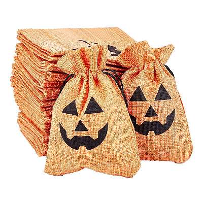 Polyester Imitation Burlap Packing Pouches Drawstring Bags ABAG-PH0002-49-1
