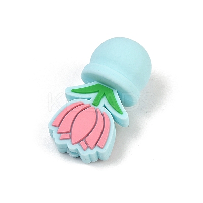 Flower Food Grade Silicone Focal Beads LS-SIL-A011-03B-02-1
