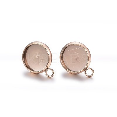 Ion Plating(IP) 304 Stainless Steel Stud Earring Settings STAS-H467-08RG-10mm-1