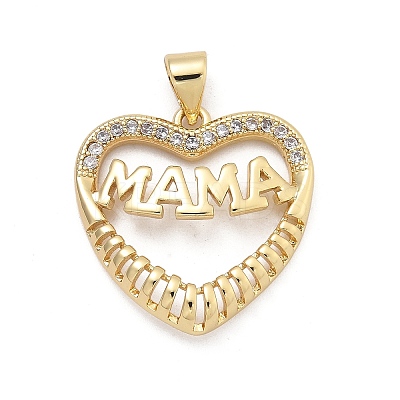 Mother's Day Brass Micro Pave Cubic Zirconia Pendants KK-Q055-02B-G-1