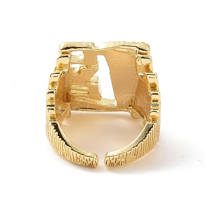 Rectangle with Word Mco Brass Open Cuff Ring RJEW-G270-06G-1