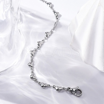 Tarnish Resistant 304 Stainless Steel Heart Link Bracelets BJEW-M121-03P-1