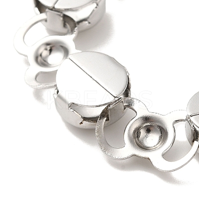 Non-Tarnish 304 Stainless Steel Flat Round Link Chain Bracelet BJEW-Q776-02A-01-1