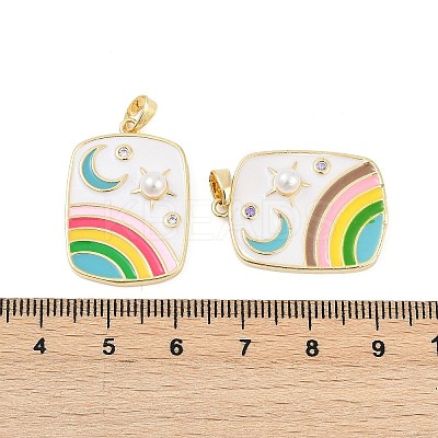 Brass Enamel Pendents KK-R212-07G-1