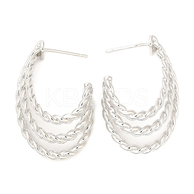 Rack Plating Brass Ear Studs for Women EJEW-Q770-16P-1
