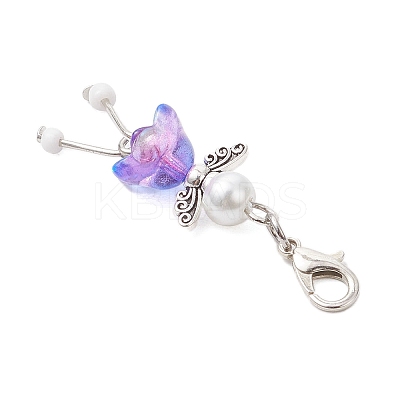 10Pcs Flower Angel Glass Pendant Decorations HJEW-JM03560-1