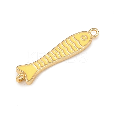 Brass Enamel Fish Connector Charms KK-L255-15G-04-1