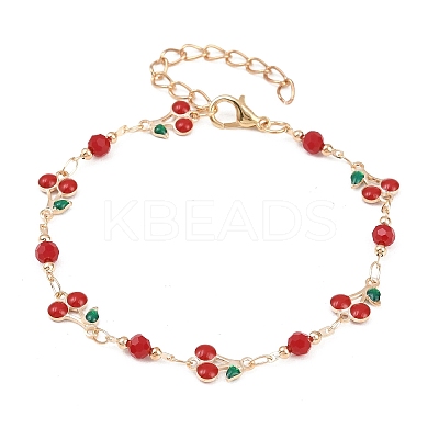 Alloy Enamel & Glass Link Chain Bracelets BJEW-A156-05G-1