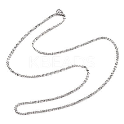 Tarnish Resistant Unisex Casual Style 304 Stainless Steel Curb Chain Necklaces STAS-O037-54P-1