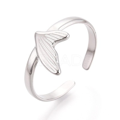 Adjustable 304 Stainless Steel Open Cuff Rings for Women RJEW-N052-27P-1