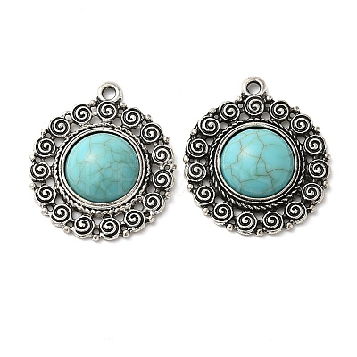 Tibetan Style Alloy Pave Imitation Turquoise Pendants FIND-NH0001-03AS-1