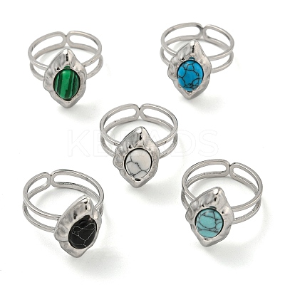 304 Stainless Steel Open Cuff Rings STAS-Z060-02P-1