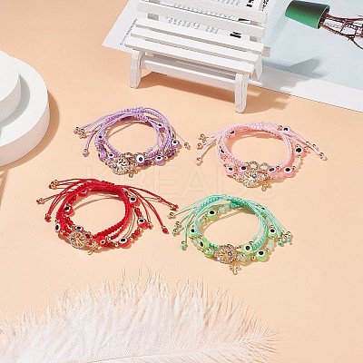 3Pcs 3 Style Resin Evil Eye Braided Bead Bracelets Set BJEW-JB08811-1