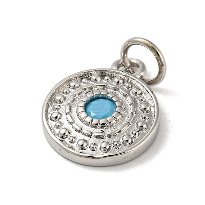 Rack Plating Brass Deep Sky Blue Micro Pave Deep Sky Blue Cubic Zirconia Pendants KK-A200-15P-1