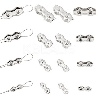 16Pcs 4 Style 304 Stainless Steel Double 2-Post Cable Clamp FIND-GA0002-28-1
