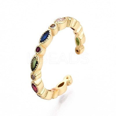 Brass Micro Pave Cubic Zirconia Cuff Rings for Women LS-KK-T071-68G-1