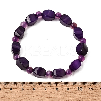 Dyed Natural Blue Lace Agate Faceted Twist Beaded Stretch Bracelets for Women GG-CBA3F02-09-1