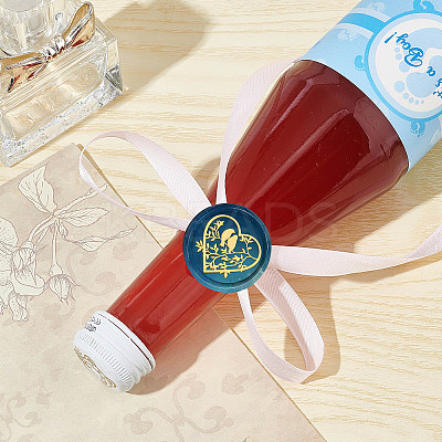 Brass Wax Seal Stamps with Wood Handle AJEW-WH0412-0053-1