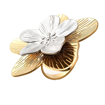 Flower 304 Stainless Steel Finger Rings RJEW-G339-02GP-1