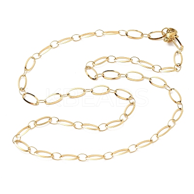 304 Stainless Steel Oval Link Chain Necklaces NJEW-Q013-09G-01-1