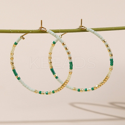 Handmade Glass Seed Beads Hoop Earrings LS-HQ0649-3-1