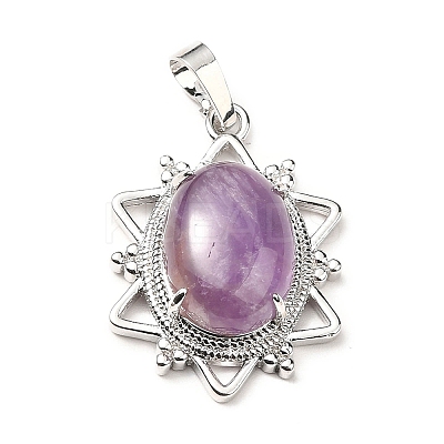 Natural Amethyst Pendants G-B033-03P-24-1